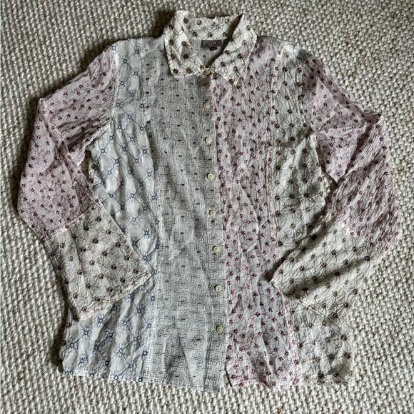 Beautiful J. Jill Embroidered Button Down Shirt Size Medium - Picture 3 of 7